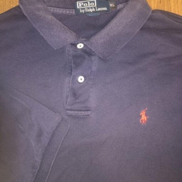 Polo Ralph Lauren Mens Golf Shirt Blue XL Polo Pony Dress Shirt Logo - Picture 1 of 10